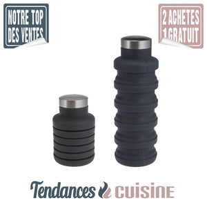 Bouteille Rétractable 500ml retractable compact télescopique gris pas cher sur Tendances-cuisine.fr