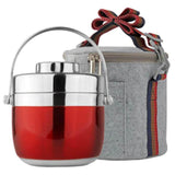 Lunch Box Bento Isotherme Premium Rouge Inox 1.5 L + Housse de Transport