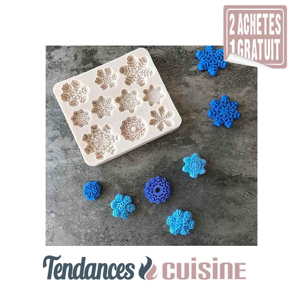 2 Moules Silicone Flocons De Neige – Rose & Bleu – Idéal Pour Chocolats, Savons, Gâteaux De Noël & Résine