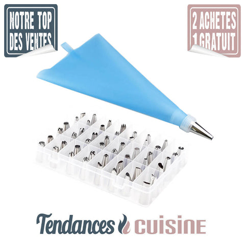 Poche à douille silicone 50 Embouts décoratifs - Tendances-cuisine.fr