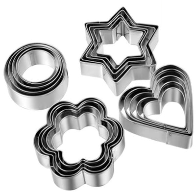 12 Emportes Pièces Fleurs Carrés Cœurs Étoiles - Tendances-cuisine.fr