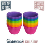 20 Moules à Cupcakes et Muffins en Silicone Multi couleurs - Tendances-cuisine.fr