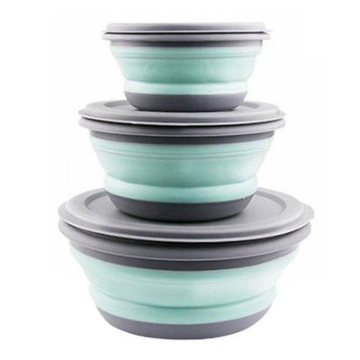 Bol Compactable avec Couvercle Lot de 3 Tailles Bleu - Tendances-cuisine.fr