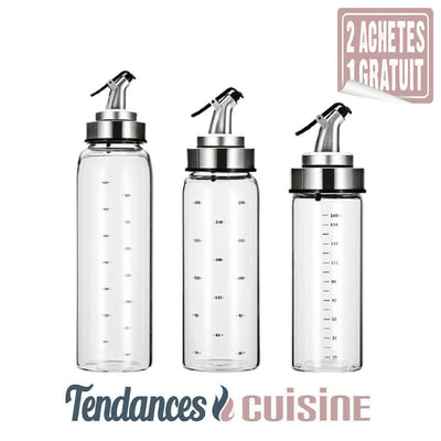 Bouteille à Huile en Verre Graduée + Bec Verseur