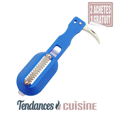 Brosse à Écailler le Poisson Écailleur 2 en 1 Bleu - Tendances-cuisine.fr