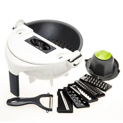 Coupe Légumes Rotatif Multifonction 9 en 1 + Accessoires - Tendances-cuisine.fr