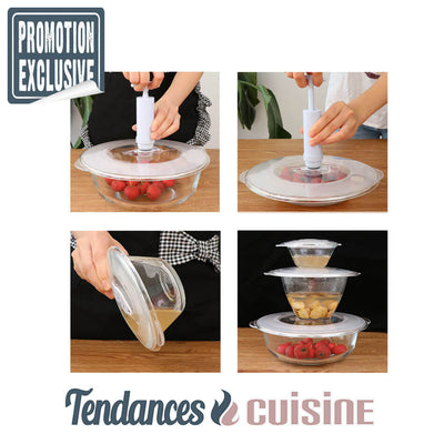 Couvercle De Conservation Sous Vide d'Air démonstration d'utilisation sur Tendances-cuisine.fr