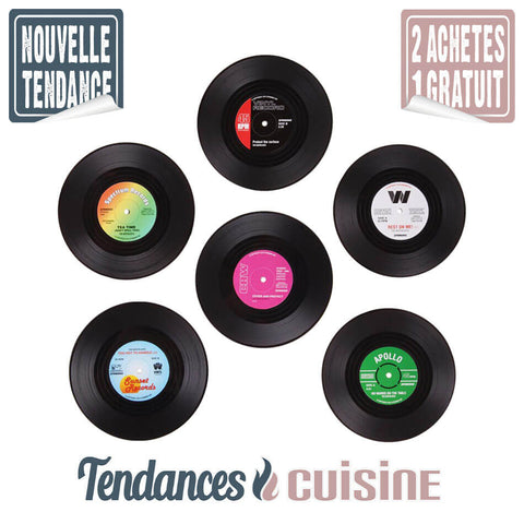 Dessous de Verre Disque Vinyle Rétro Pack de 6 - Tendances-cuisine.fr