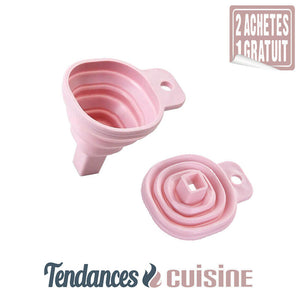Entonnoir télescopique rétractable compactable rose en vente sur Tendances-cuisine.fr