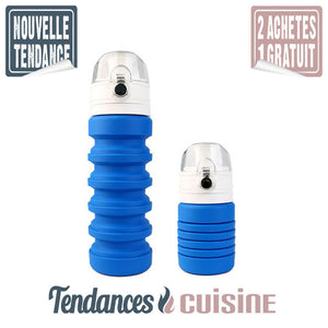 Gourde de Sport Pliable Compactable Bleu 500 ML - Tendances-cuisine.fr