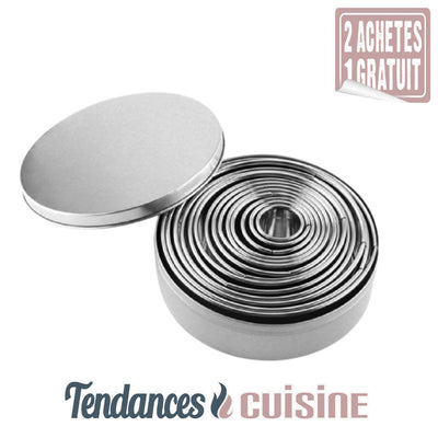 Kit 14 Emportes Pièces Rond Acier Inox - Tendances-cuisine.fr