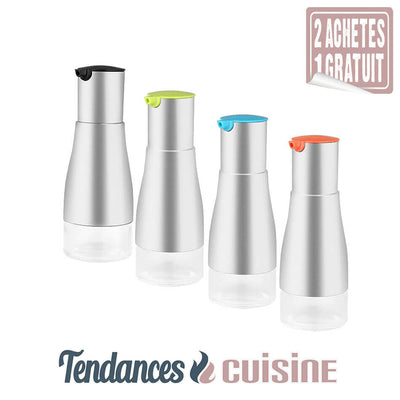 Lots de  4  Pots Verseur Inox & Verre - Noir - Orange - Vert - Bleu en vente sur Tendances-cuisine.fr
