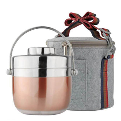 Lunch Box Bento Isotherme Premium Or Inox 1.2 L + Housse de Transport