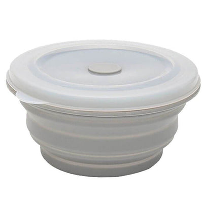 Lunch Box Compactable Pliante Ronde 1000 ML Grise Tendances-cuisine.fr