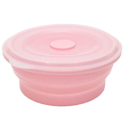 Lunch Box Compactable Pliante Ronde 1000 ML Rose Tendances-cuisine.fr