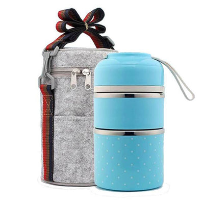 Lunch Box Japonaise Bento 3 compartiments Bleu Tendances-cuisine.fr