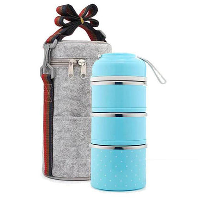 Lunch Box Japonaise Bento 4 compartiments Bleu Tendances-cuisine.fr