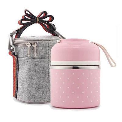 Lunch Box Japonaise Bento 2 compartiments rose Tendances-cuisine.fr