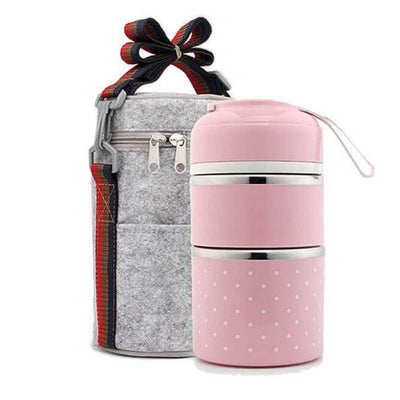 Lunch Box Japonaise Bento 3 compartiments rose Tendances-cuisine.fr