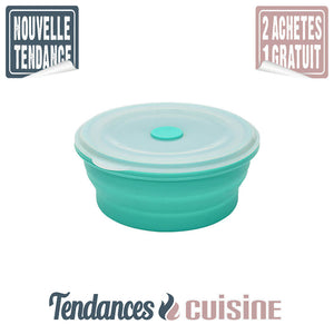 Lunch Box Compactable Pliante Ronde 400 ML Verte Tendances-cuisine.fr