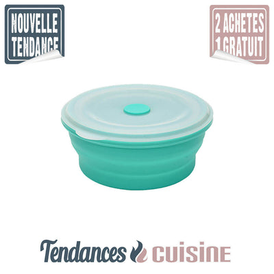 Lunch Box Compactable Pliante Ronde 400 ML Verte Tendances-cuisine.fr