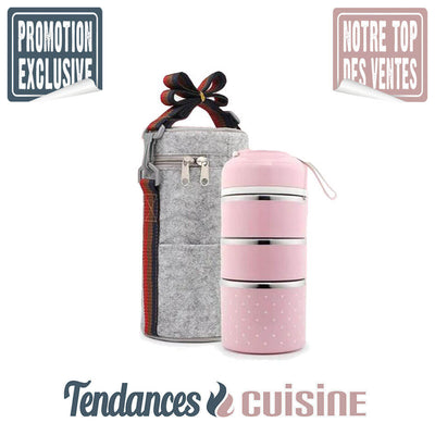 Lunch Box Japonaise Bento 4 compartiments rose Tendances-cuisine.fr