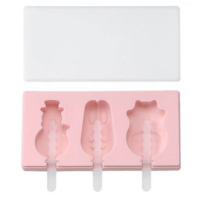 Moule à glaces créatives silicones 3 bonhommes rose en vente sur Tendances-cuisine.fr