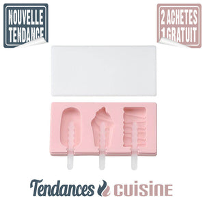 Moule à glaces créatives silicones 3 cônes rose en vente sur Tendances-cuisine.fr