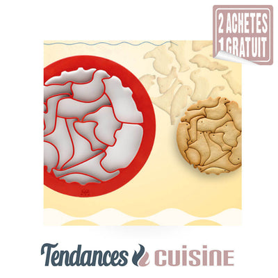 Moule à gâteau Puzzle oiseaux Rouge démonstration en vente sur tendances-cuisine.fr