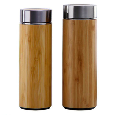 Mug Bambou Isotherme Acier Inox Cylindrique 360 ML 450 ML - Tendances-cuisine.fr
