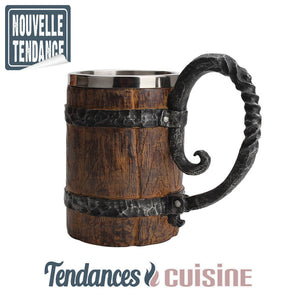 Mug à Bière Tonneau de Bois et Fer Forgé - tendances-cuisine.fr