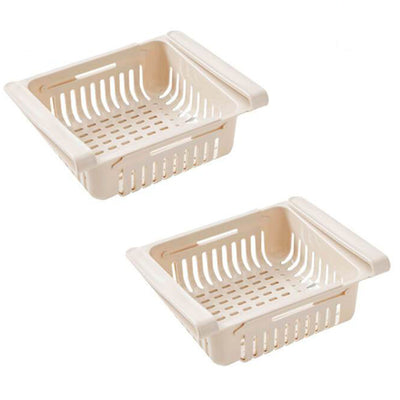 Pack de 2 Rack Organisateur de Frigo Abricot Extensible Réglable Tendances-cuisine.fr