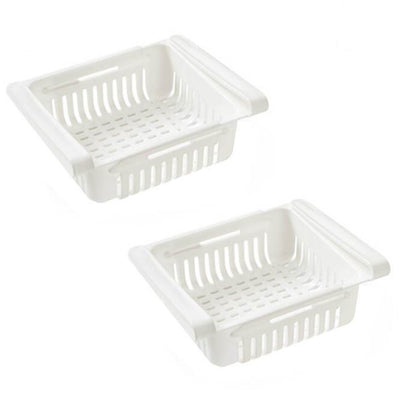 Pack de 2 Rack Organisateur de Frigo Blanc Extensible Réglable Tendances-cuisine.fr