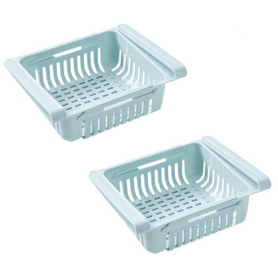 Pack de 2 Rack Organisateur de Frigo Bleu Extensible Réglable Tendances-cuisine.fr