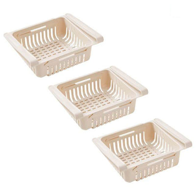 Pack de 3 Rack Organisateur de Frigo Abricot Extensible Réglable Tendances-cuisine.fr