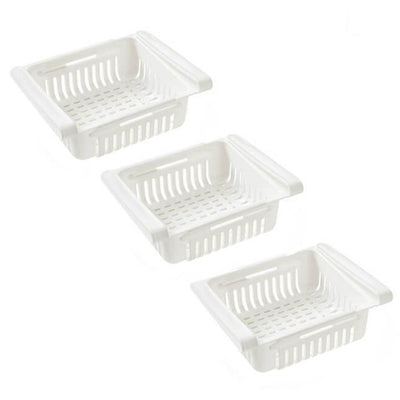 Pack de 3 Rack Organisateur de Frigo Blanc Extensible Réglable Tendances-cuisine.fr