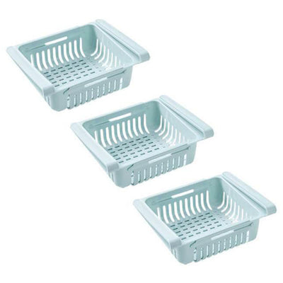 Pack de 3 Rack Organisateur de Frigo Bleu Extensible Réglable Tendances-cuisine.fr