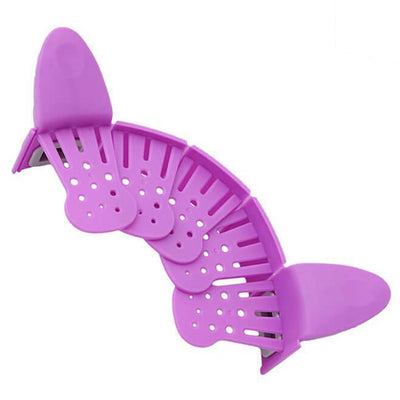 Passoire casserole Compactable auto fixante violette Tendances-cuisine.fr