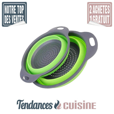 Passoire télescopique vert lot de 2 tailles en vente sur Tendances-cuisine.fr