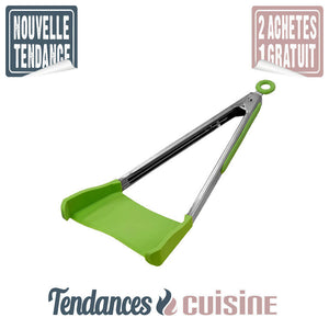 Pince Spatule 2 en 1 verte Tendances-cuisine.fr
