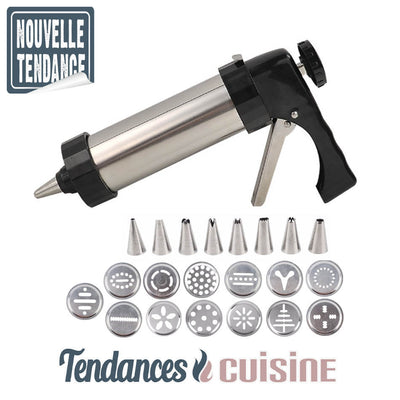 Presse à Biscuit Kit Premium 13 Grilles à Gâteaux + 8 Buses - Tendances-cuisine.fr