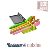 Repose ustensiles Silicone gris démonstration d'utilisation - Tendances-cuisine.fr