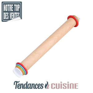 Rouleau à Pâtisserie en Bois Gradué Ajustable Guide 4 Hauteurs - Tendances-cuisine.fr
