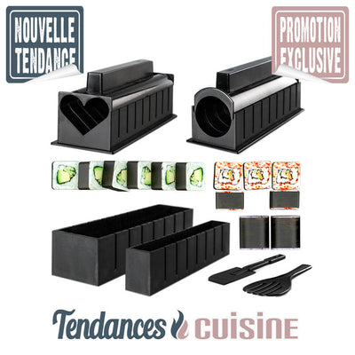 Rouleau et Moules à Sushis Makis Kit Premium Multi Formes 10 Pièces - Tendances-cuisine.fr