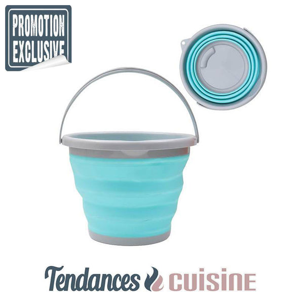 Seau de nettoyage de cuisine rétractable compactable bleu en vente sur Tendances-cuisine.fr