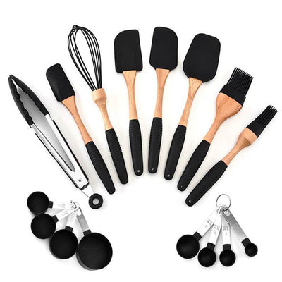 Set de 10 Ustensiles de Pâtisserie Silicone Bois - Tendances-cuisine.fr