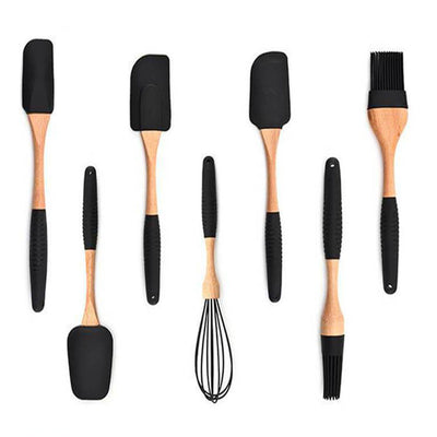 Set de 8 Ustensiles de Pâtisserie Silicone Bois - Tendances-cuisine.fr