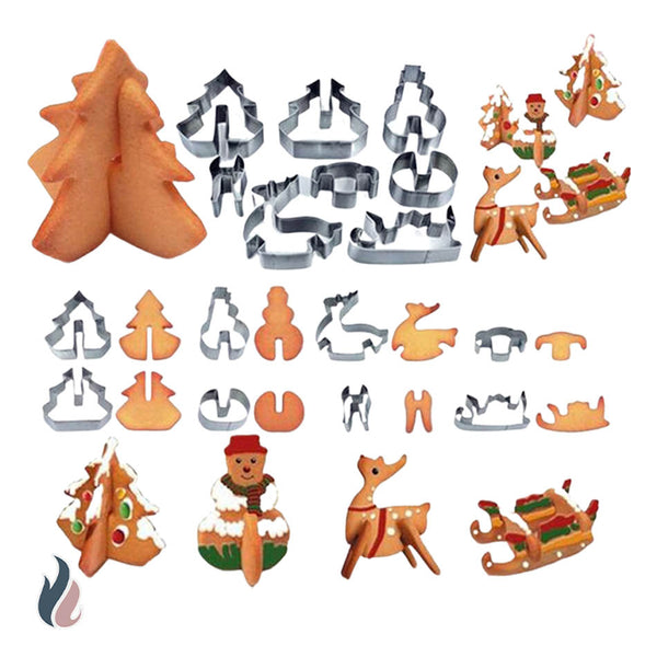 8 Emportes Pieces Biscuits de Noël 3D Inox