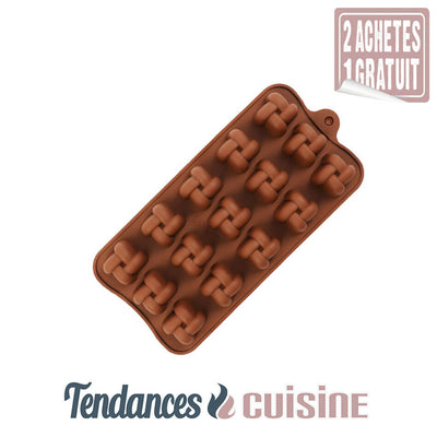 moule chocolat silicone motif carré enchaîner en vente sur Tendances-cuisine.fr
