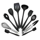 Set de 10 ustensiles de cuisine en silicone noir en vente sur Tendances-cuisine.fr